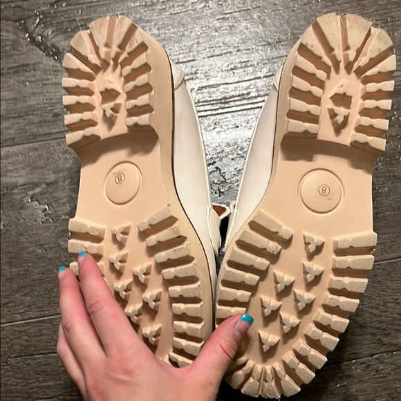 White & Gold Lug Loafers - Picture 4 of 4